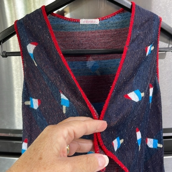 Xhilaration women’s small open cardigan, red white, and blue sweater popsicle. - Picture 2 of 6